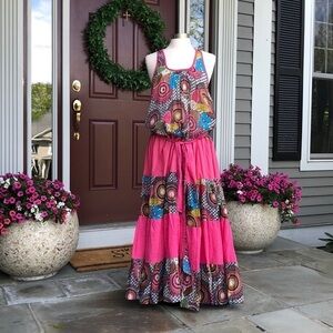 Bohemian Maxi Dress pink floral Large